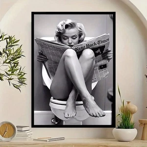 Sexy Marilyn Monroe Toilet Framed Monochrome Canvas Art Picture 60cm x 40cm - Picture 1 of 4