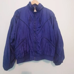 Wilson Women's Vintage Purple Track Jacket Size M Embroidered Nylon Windbreaker - Picture 1 of 10