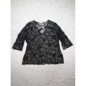 Vine Street Netz Stickerei Top transparent Overlay XL USA Hippie Y2K Artsy Whimsigoth - Bild 1 von 9