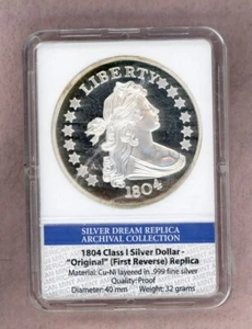 Ficha de dólar Silver Dream 1804 ~ chapada en plata .999 ~ prueba ~ como nueva americana - Imagen 1 de 2