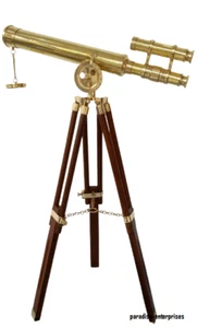 Telescopio náutico marítimo de latón de doble barril de 18' con decoración de trípode plegable - Imagen 1 de 4