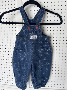 Vtg Oshkosh B Gosh Overalls Denim Vestbak Blue Floral Gardeners Print 18M USA - Picture 1 of 7