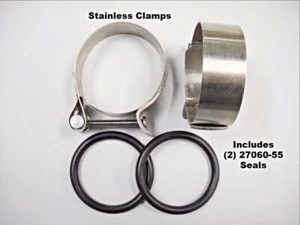 27063-57 & 27060-55 PANHEAD SHOVELHEAD INTAKE MANIFOLD CLAMP SET STAINLESS - Picture 1 of 1