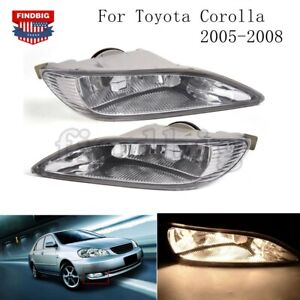 New Pair of 9006 55W Clear Lens Bumper Fog Lights For Toyota Corolla 2005-2008