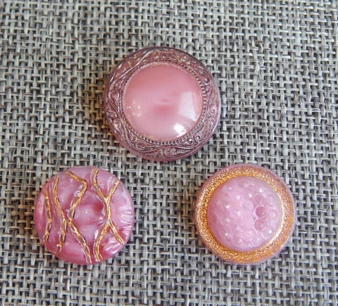 Lot of Antique Vtg Glass Buttons Pink Moonglow #1405-F Cover