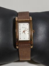 Kimio White Dial Rectangle Brown Case Mesh Style Metal Band Watch 8.5 Inch