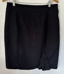 Review Women's Size 14 Black Lined Knee Length Pencil Skirt Ruffle Detail - Picture 1 of 7
