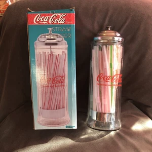Vintage 1992 Coca Cola Straw Dispenser Glass Holder Drink Diner in Original Box - Picture 1 of 4