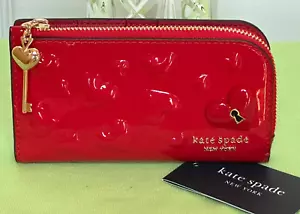 KATE SPADE KEY TO MY HEART SMALL SLIM BIFOLD WALLET:NWT CHERRY ROUGE (RED) - Picture 1 of 17