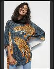 Rare Anthropologie Leopard Poncho Pullover NWT new size Xs/small