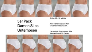Damen Slips 5er Pack Unterhosen mit Spitze Baumwolle Gr. 40-58 wählbar - Bild 1 von 4