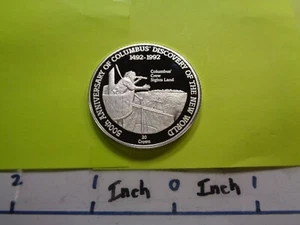 COLUMBUS CREW SIGHT LAND 500TH ANNIVERSARY 1992 TURKS CAICOS SILBERMÜNZE 2SL0 - Bild 1 von 2