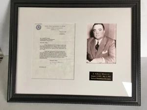 J Edgar Hoover FBI Justizministerium 1972 Brief getippt und signiert und gerahmt - Bild 1 von 3