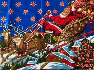Alden T.C. Vintage Christmas Tapestry or Rug 100% Cotton Rectangle Thin Fabric - Picture 1 of 7