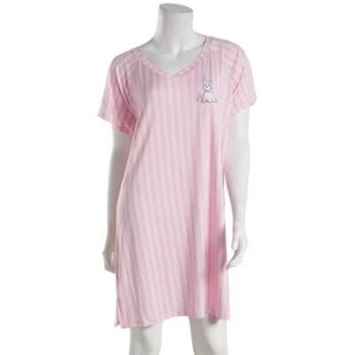 NUEVO CON ETIQUETAS CAMISÓN SUAVE LAURA ASHLEY 2X ROSA RAYAS PERRO ESCOCÉS Foto 1 de 4