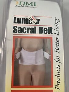 Lumbar Sacral Support Belt Back Pain Wrap Small 24-30” White New DMI Adjustable