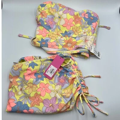 NUEVO CON ETIQUETAS Ninety Nine Degrees Mujer Talla Grande Bikini Amarillo Floral Traje de Baño 3x 2 piezas Foto 1 de 4