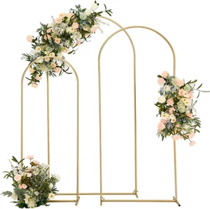 Metal Wedding Arch Backdrop Stand Set of 3 Gold Wedding Arbor Backdrop Stand for - Picture 1 of 12