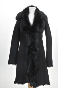 Chaqueta de gamuza de cuero de oveja negra para damas para mujer real toscana - Imagen 1 de 12