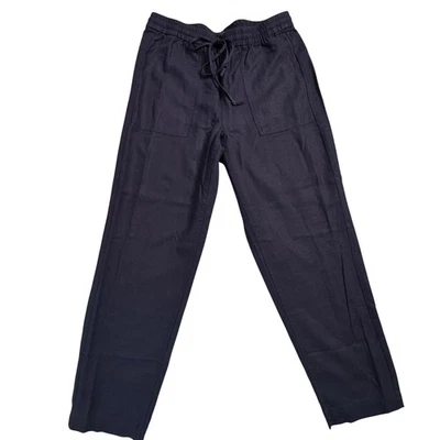 NUEVO CON ETIQUETAS J. Pantalones para mujer Crew azul marino mezcla de lino pierna ancha talla mediana Foto 1 de 4