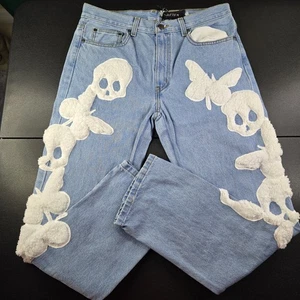 Ritten Brand 'Live & Die' Hand Made Jeans, Blue/White, Size (32x30) Denim Jnco - Picture 1 of 16