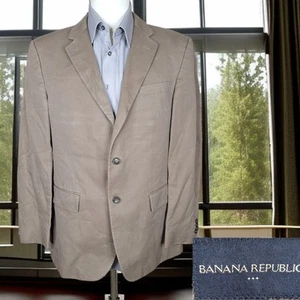 Banana Republic Sportcoat Blazer Mens 42R Tan DV Cotton Linen - Picture 1 of 9