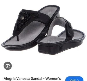 Allegra Vanessa Womens Elegant Black Leather Beaded Sandals Sz. 39 - Picture 1 of 9