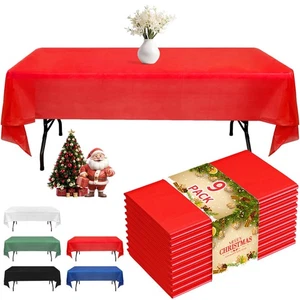 Plastic Table Cloth Disposable 9 Pack, 54 x 108 Inch Table Cloths,Christmas D... - Picture 1 of 7
