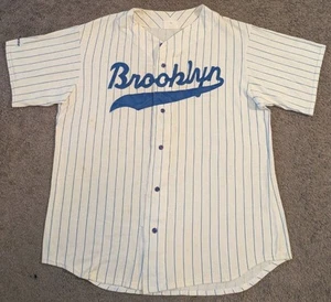 Maillot vintage années 80 Majestic Brooklyn Dodgers en détresse fabriqué aux États-Unis homme L - Photo 1/9
