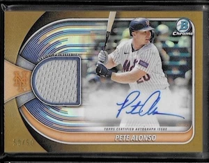 2025 BOWMAN CHROME PETE ALONSO PATCH AUTO GOLD REFRACTOR /50 - Picture 1 of 2