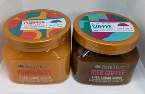 Tree Hut Pumpkin Spice Latte & Iced Coffee 2 - 18 Oz Shea Sugar Body Scrub NEW - Picture 1 of 5