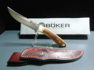 BOKER ARBOLITO HUNTER STAG 9 1/2" FIXED BLADE KNIFE MODEL #508H STAG HANDLE MIB - Image 1 of 4