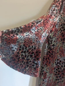 Velvet Burnout Top Sz 18/20 Autumn Floral Flare Sleeve Back Cutout Fairy Grunge - Picture 1 of 9