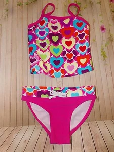 Girl's Angel Beach Tankini Set Multicolored Hearts Swimwear Size 4 - Picture 1 of 7