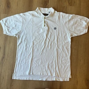 TIMBERLAND Mens Polo Shirt Large White Cotton Tshirt Summer - Picture 1 of 7