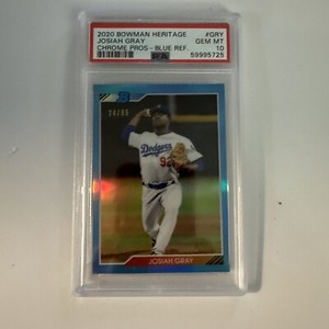 2020 Bowman Heritage Chrome  Prospects Josiah Gray GRY /99 Blue Refractor PSA 10