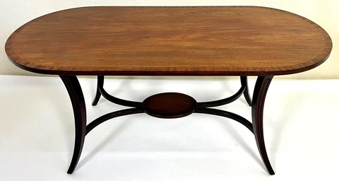 1930s Traditional Banded Mahogany Coffee Table by Charak Furniture Co Cover