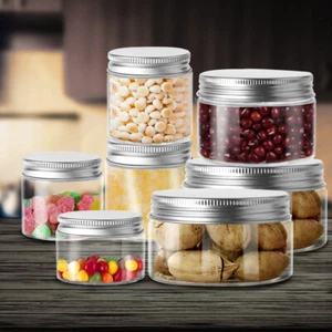 Clear Empty Multi-Use Jar Round Food 30-150ml Cosmetic Plastic Container Storage - Picture 1 of 18
