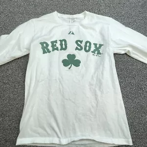 Boston Red Sox Shamrock Majestic Crewneck Sweatshirt White Adult Small - Picture 1 of 7