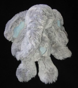 Demdaco Plush Gray Elephant Blue Heart Baby Rattle Lovey Soft Floppy 10" - Picture 1 of 5