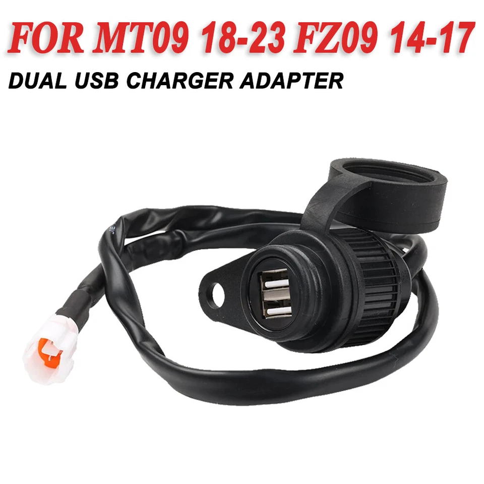 For YAMAHA MT-09 2018-2023 FZ-09 2017-2017 Dual USB Charger Plug Socket Adapter Foto 1 de 4