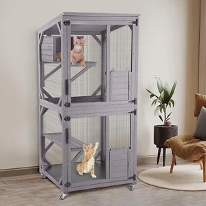 Outdoor Catio Katzengehege Katzenhaus mit Rollen verbesserter Katzenkratzbaum - Bild 1 von 13