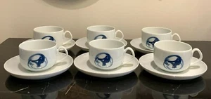 Bing & Grondahl B&G Royal Copenhagen 6 Blue Koppel Cups and Saucers, Denmark - Picture 1 of 10