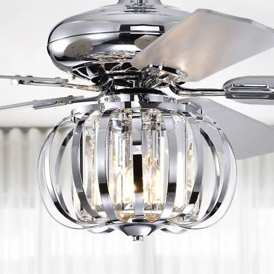 Tamaya 52 Inch Chrome Finish Crystal Ceiling Fan with Remote - Image 1 of 4