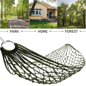 Nylon Mesh Rope Hammocks Outdoor Hammock Camping Hammock Swing Dark Green NEW - Picture 1 of 9