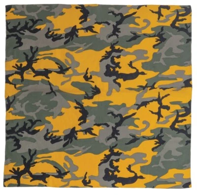 Nueva Bandana Jumbo Militar Camuflada Amarilla Aguijón Grande 27 pulgadas X 27 en 100% algodón Foto 1 de 3