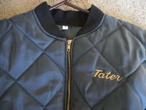 " Tater " Mens Vintage Coat Jacket Dark Gray or Steel Blue 41" C Small Quilted - Picture 1 of 9