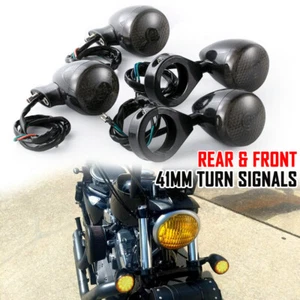 4x Black Front Rear Motorcycle LED Turn Signal Light 41mm Fork Clamp For Harley - Picture 1 of 8