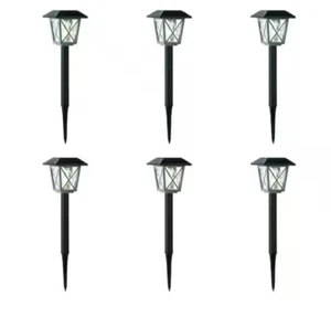 Hampton Bay Solar Zinc Outdoor Integrated LED Landscape Pathway Lights 6 Pack - Picture 1 of 5