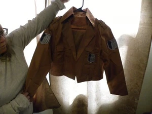 Attack on Titan Scouting Legion Coat Jacket w/ EMBROIDERED Patches SMALL - Picture 1 of 4